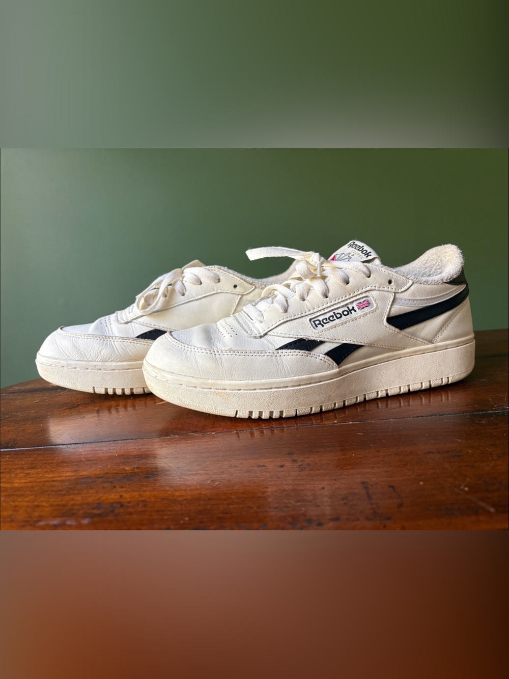Reebok White Sneakers with Black Stripes